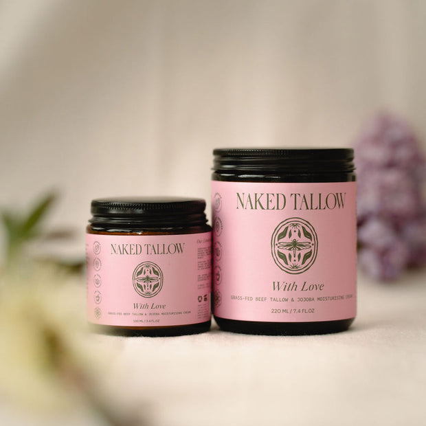 Natural grass-fed tallow skin cream with floral essential oils